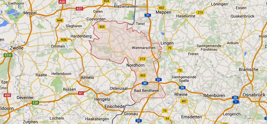 Kaart-Grafschaft-Bentheim